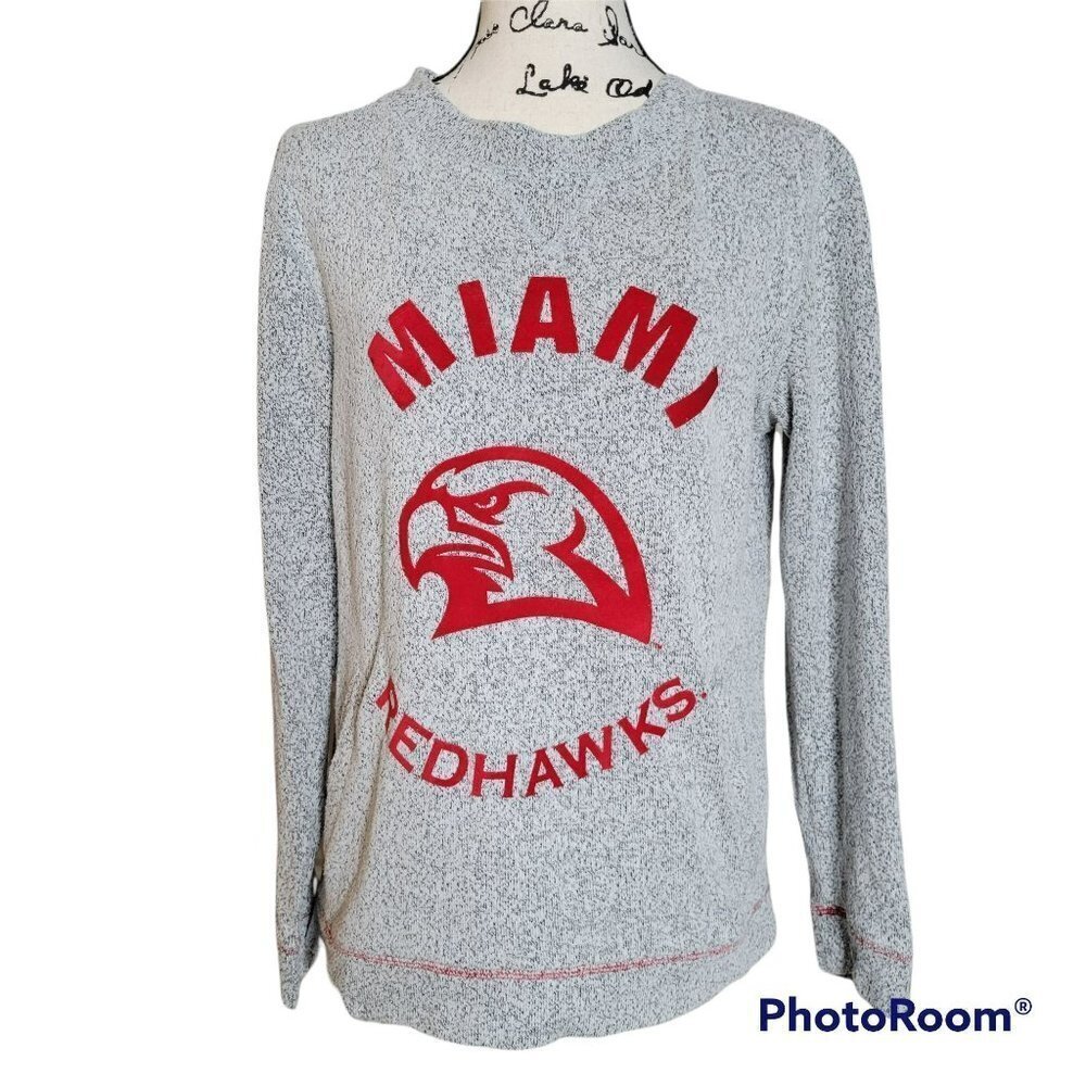 Adidas Miami Red Hawks Pullover Marled Gray Top with Pockets - Size XS